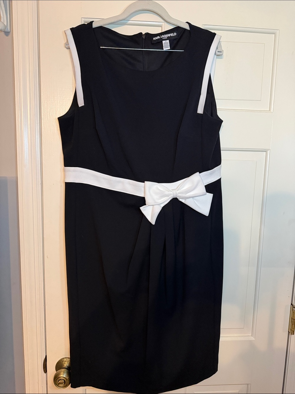 Karl Lagerfeld Navy Dress with White Bow Trim